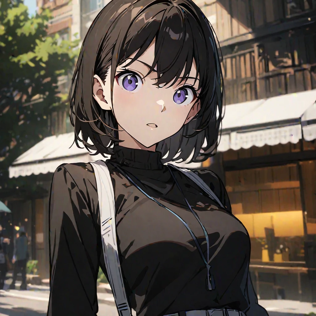 (masterpiece, best quality:1.2), 1 woman, （solo：1.2），（black hair，big breasts，full-body shot：1.3）, pink jacket, Cute beauty, Perfect 
body, UHD, 