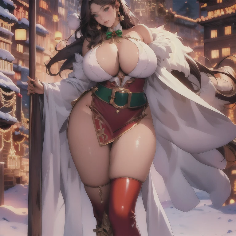 ((masterpiece, highest quality, Highest image quality, High resolution, photorealistic, Raw photo, 8K)), ((Extremely detailed CG unified 8k wallpaper)), (huge stunning goddess shot, very hot and sexy, jaw-dropping beauty, perfect proportions, beautiful body, slim body beauty:1.4), Sexy Santa Claus,