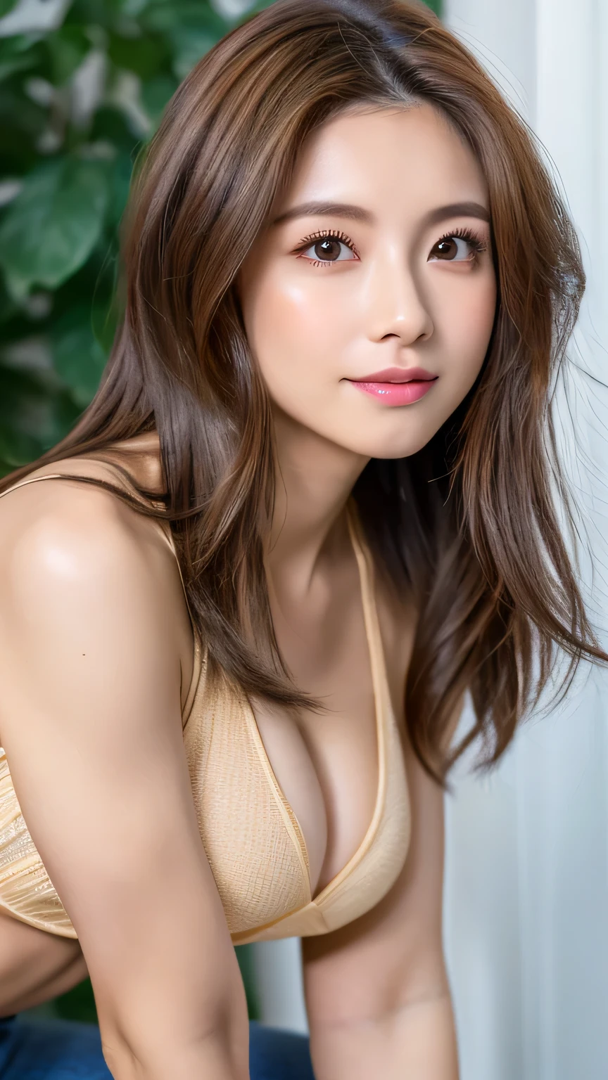 (masterpiece:1.3), (8k, Realistic, RAW Photos, Best image quality: 1.4), Very cute idols of Japan、(Random hair length:1.2)、Very small breasts:1.4、Highly detailed face、Attention to detail、double eyelid、Sharp focus:1.2、Beautiful woman:1.4、Light brown hair、highest quality、The best masterpiece、超A high resolution、(Realistic:1.4)、Very detailed、Professionally lit face、Tight outfit、Natural Makeup、((Plump、whole body、Crouching、Dimples、Photo studio、You can see the lighting fixture、))