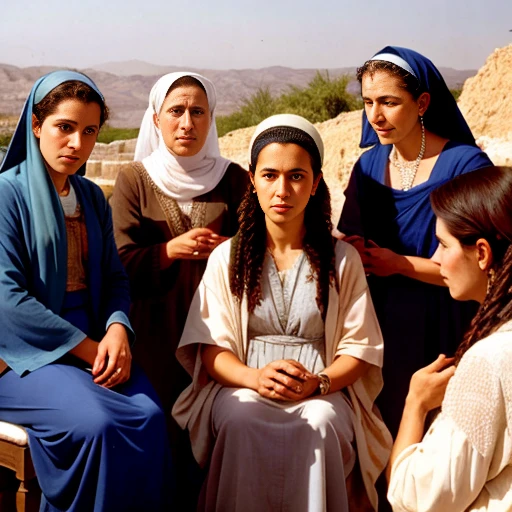 Judaean woman gathered, focusing on faces.