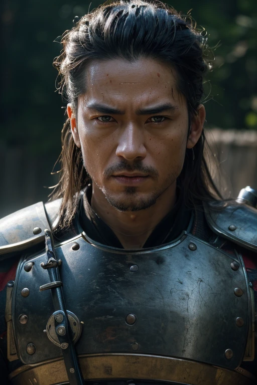 (best quality,4k,8k,highres,masterpiece:1.2), ultra-detailed, (realistic,photorealistic,photo-realistic:1.37), samurai warrior, cyborg, epic cinematic scene, high quality, hyper-realistic, RAW colors, dramatic lighting