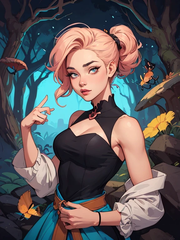 Female character in cartoon style Digital art style illustration Cartoon image of a woman .Ilustra??o estilo desenho animado, estilo de arte dos desenhos animados, Ella Purnel lestilo Cartoon style digital illustration artgerm style cartoon art style, digital illustration style, design de personagens altamente detalhado, arte digital detalhada coragem, Forest fan art, Design de personagens de retrato, beautiful digital illustration, retrato de alta qualidade, Arte em quadrinhos, mulher jovem cabelo com transas lindas . Beautiful lined eyes Medium large bust and wonderful sexy clothes. image expression of sexual desire from the waist to the illustration Ella Purnellstyle Cartoon style digital illustration artgerm style