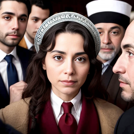 Jews gathered focus on face.