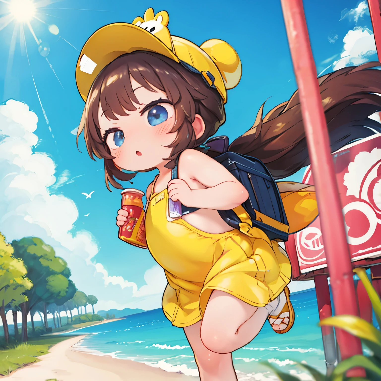 best quality, a girl, duck cosplay