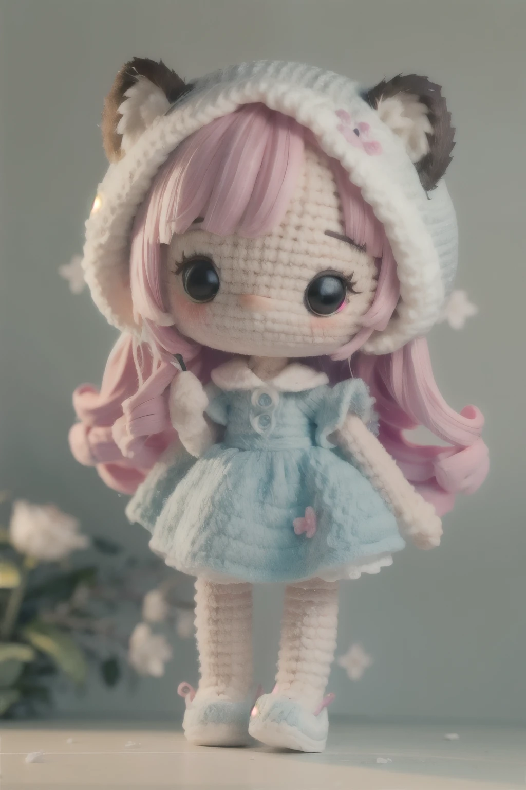 A dreamlike collaboration between a cute raccoon and a 、Girls in vibrant colors