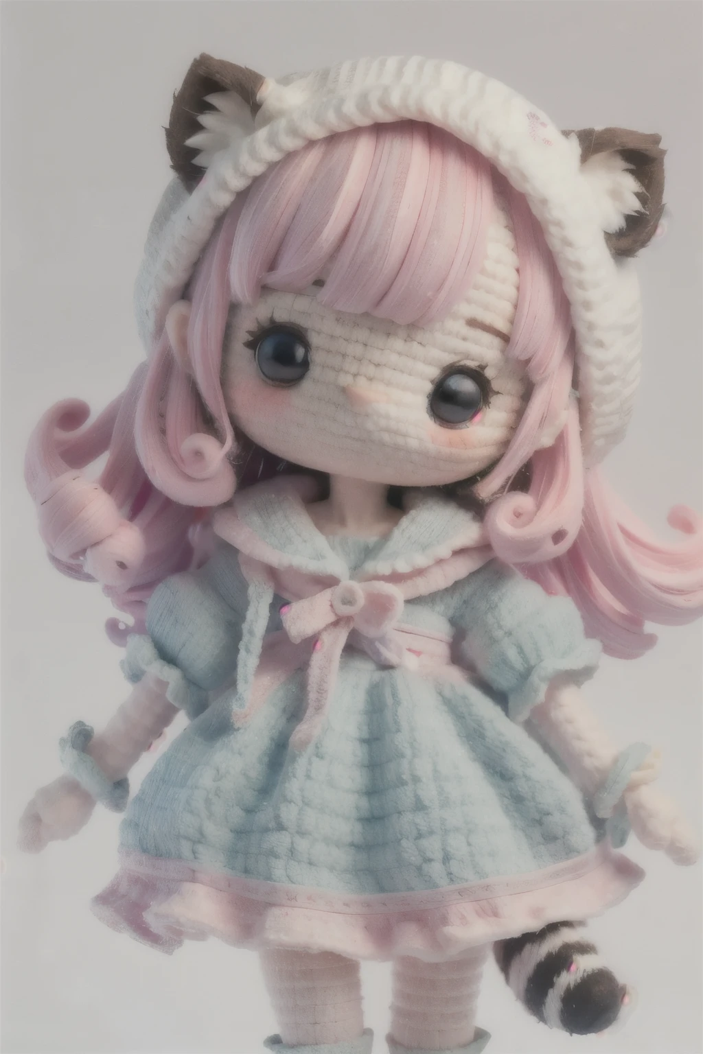 A dreamlike collaboration between a cute raccoon and a 、Girls in vibrant colors