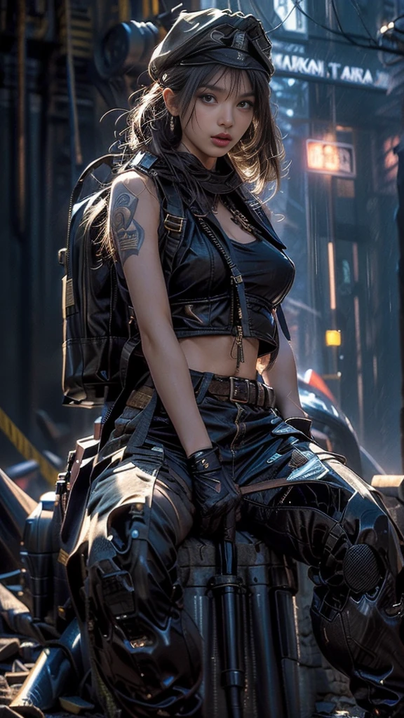 (Photographic:1.3, 16k, highest quality, masterpiece, Ultra-high resolution), Perfect dynamic composition:1.2, Very detailedな肌と顔の質感:1.2, Covered in scars:1.0, (during war:1.0, Battlefield Background:1.0, Increase the disruptive element:1.0, rubble:1.0), (Dynamic pose:1.0, Professional camera work:1.0, Aiming at you with a gun:1.0), Very detailed, Beautiful Japanese women serving in the US military, Incredibly slim body, Fair skin, Very beautiful face, Stern expression, (Automatic rifle:1.0, Bulletproof vest:0.5, Torn military uniform:1.0, Backpack:0.5, boots), Shapely breasts, Chest gap, Big eyes that exude beautiful eroticism, Lips that exude beautiful eroticism, Cowboy Shot, necklace, Earrings, bracelet, Tattoo, military cap