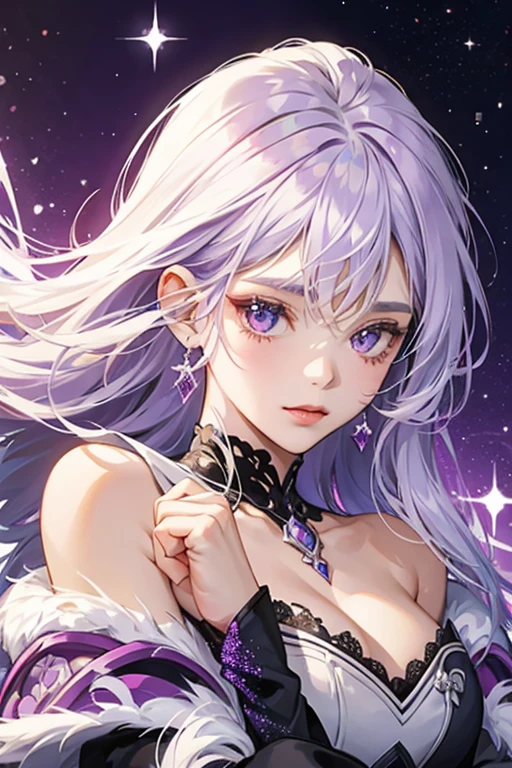 . She is purple with white hair. SPARKLE; GLITTER