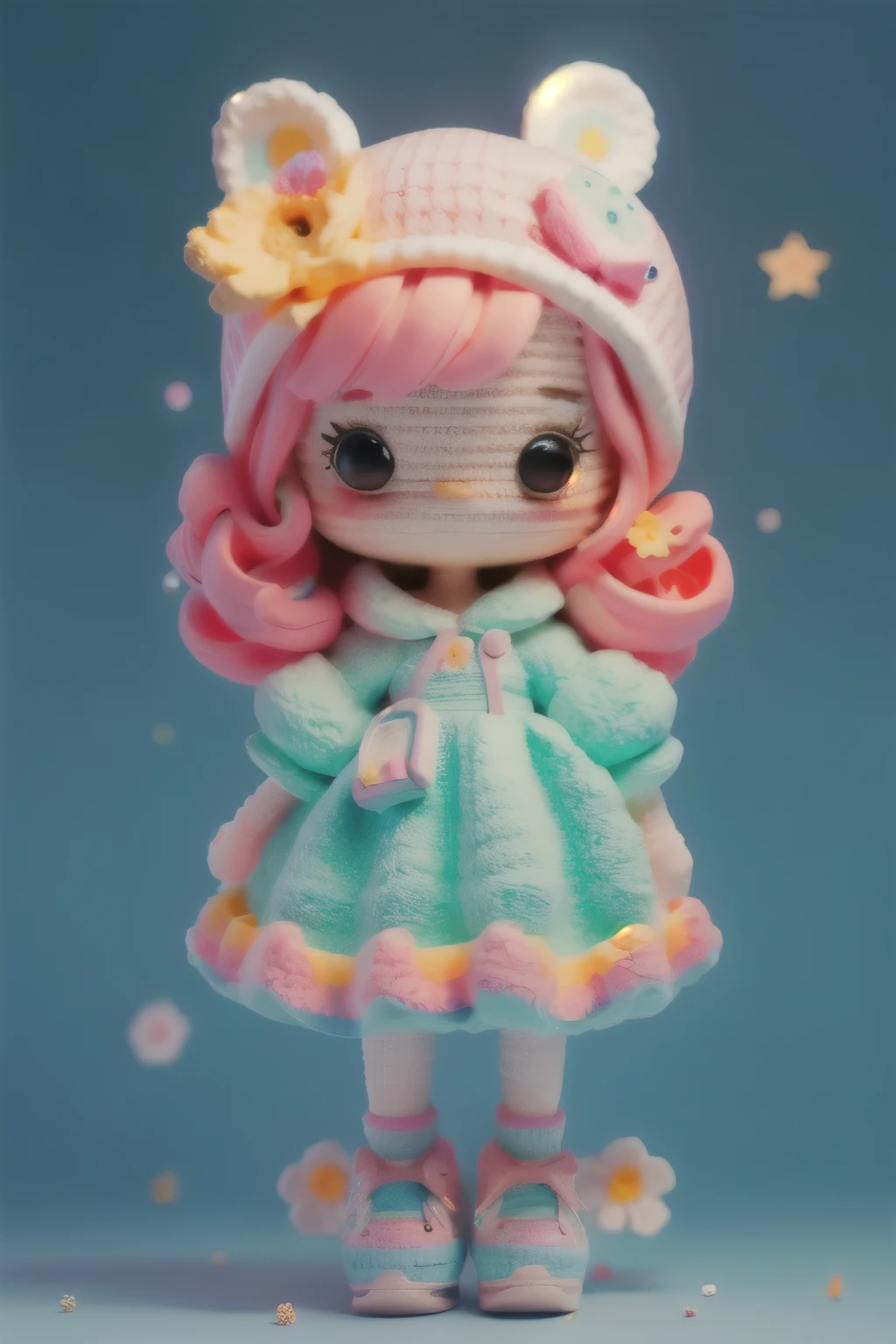 A dreamlike collaboration between a cute rabbit and a 、Girls in vibrant colors