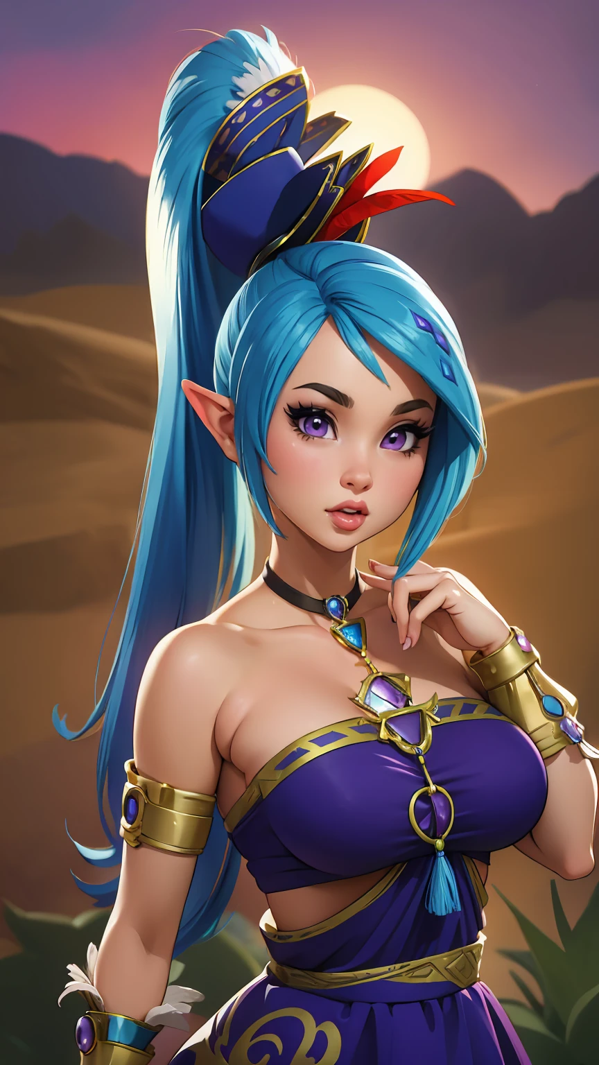 ((masterpiece)), ((best quality)), (detailed), perfect, solo, lana hyrule warriors, gorgeous girl, luscious lips, blue hair, purple eyes, ponytail