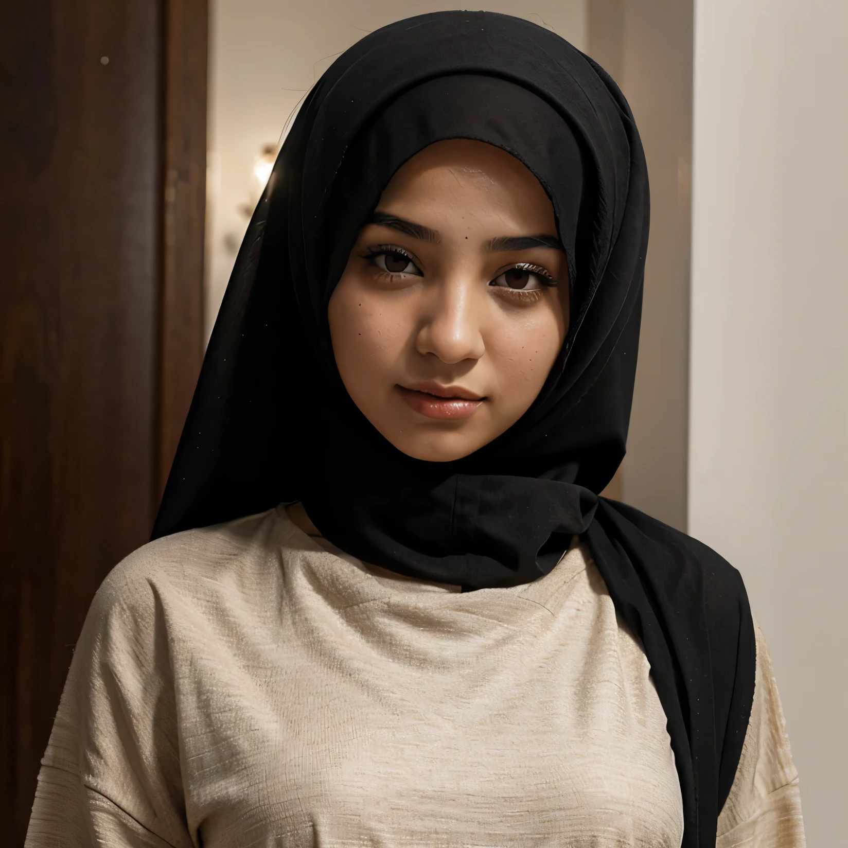An Arab girl wearing a hijab, but she is sexy