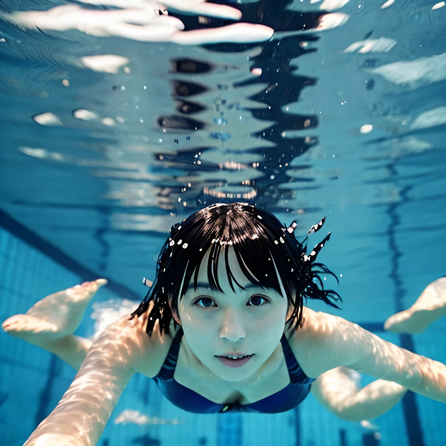 Japanese people like the ones in the photo Cute woman Black Hair Swimming underwater