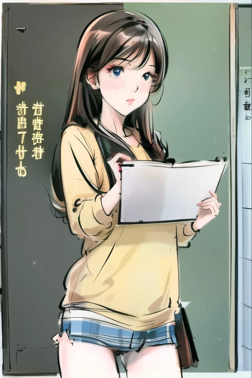 beautiful, alone, 最high quality, High resolution,masterpiece, high quality, One girl, sketch, drawing, pencil speed drawing works, ((user manual, sketch:1.5)),