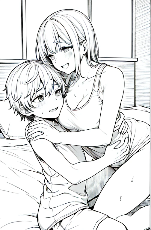 40 year old mother and 10 year old son sex.,porn scene BedroomCuteSmile,Hug each other, Pubic hair,Clothes get wet,sweat,transparent tank top,embarrassed, Sexual intercourse, sexual intercourse, intercourse. son inserts penis into mother.