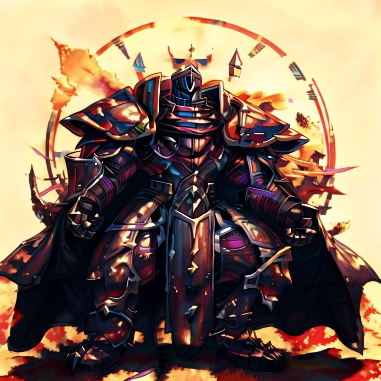 (masterpiece, best quality, detailed:1.2) (Pokémon) LUCARIO, detailed full body, a knight's mechanical armor, glowing wide and heavy armor, wears full body armor. massive muscles, huge pecs, chiseled abs, huge pectorals, exaggeratedly huge muscles. wearing a cloak. unusually developed muscular body big muscle, pecs, triceps, traps, waist narrow, unusually developed muscular body, Dark knight, BlackKnight_fe, The claws are sharp, Sharp teeth, He wears a black cloak on his back. sitting on the throne,