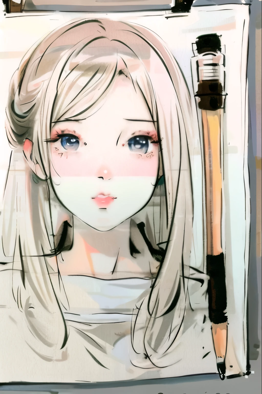 beautiful, alone, 最high quality, High resolution,masterpiece, high quality, One girl, sketch, drawing, pencil speed drawing works, ((user manual, sketch:1.5)),