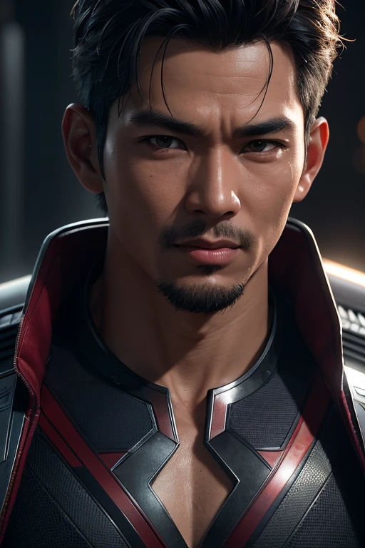 Marvel, young man from indonesian, realistically, dynamic lights, old, gray stubble, full shoot, (extremely detailed CG unity 8k wallpaper), trending on ArtStation, trending on CGSociety, High Detail, Sharp focus, dramatic, photorealistic