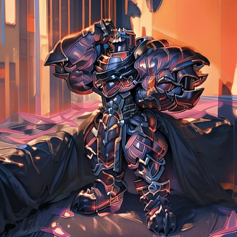 (masterpiece, best quality, detailed:1.2) detailed full body, a knight's mechanical armor, glowing wide and heavy armor, wears full body armor. massive muscles, huge pecs, chiseled abs, huge pectorals, exaggeratedly huge muscles. wearing a cloak. unusually developed muscular body big muscle, pecs, triceps, traps, waist narrow, unusually developed muscular body, Dark knight,
BlackKnight_fe, The claws are sharp,
Sharp teeth, gigantic muscles