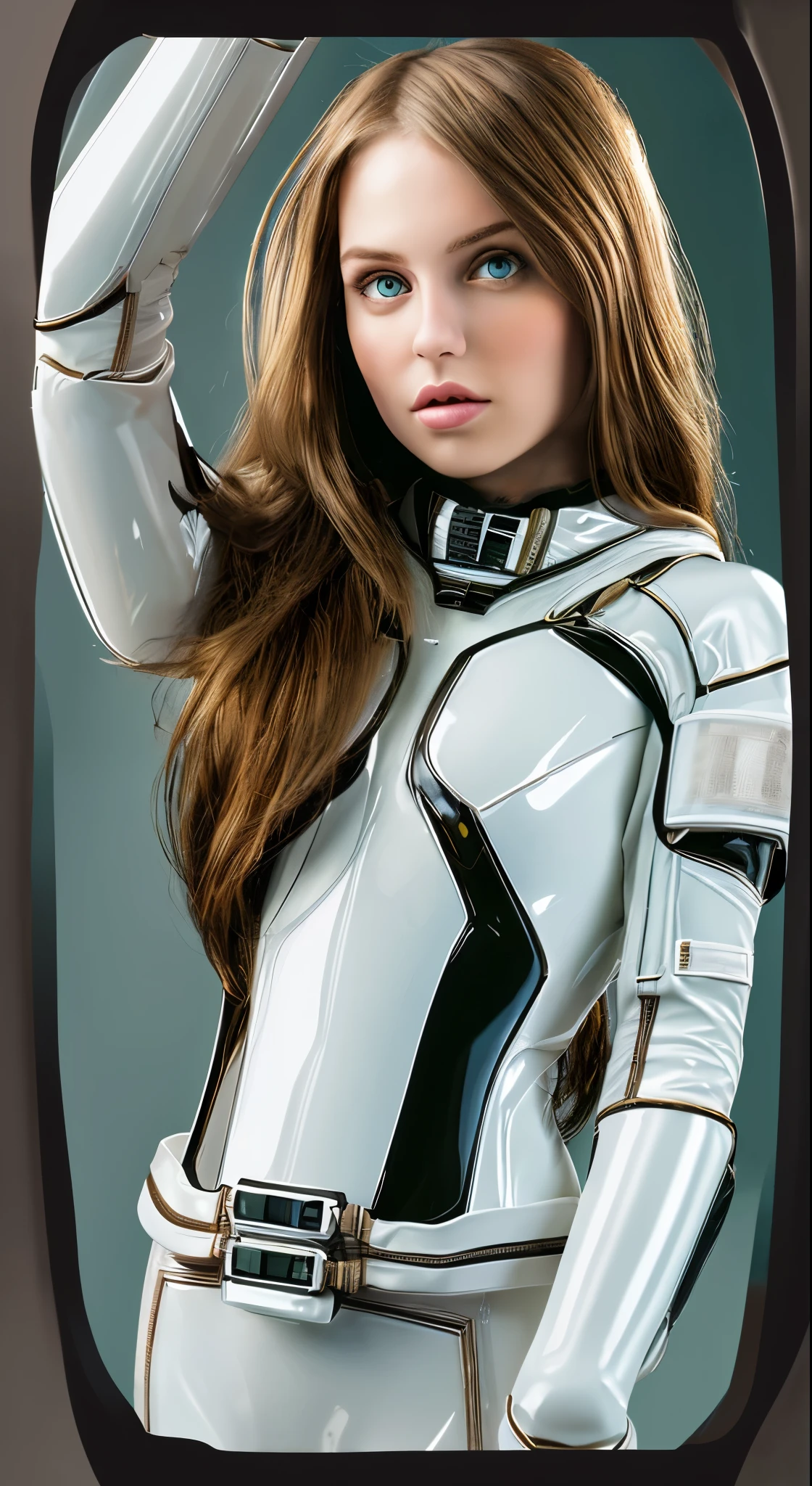 ((highest quality)), (masterpiece)), (detailed: 1.4), 3D, An absurd solution, High resolution, (masterpiece: 1.4), 超detailed, Beautiful girl 1 person, future的な女性のイメージ, Shiny brown hair, Beautiful brown eyes, Beautiful Face, 20-year-old, Spaceship, floating, small, Spacesuit, Spaceship, window, future, Dynamic pose, Change of clothes