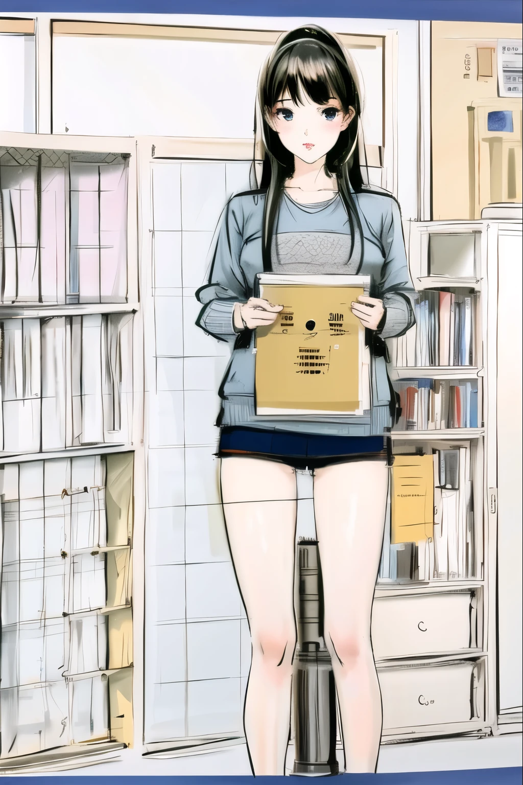beautiful, alone, 最high quality, High resolution,masterpiece, high quality, One girl, sketch, drawing, pencil speed drawing works, ((user manual, sketch:1.5)),