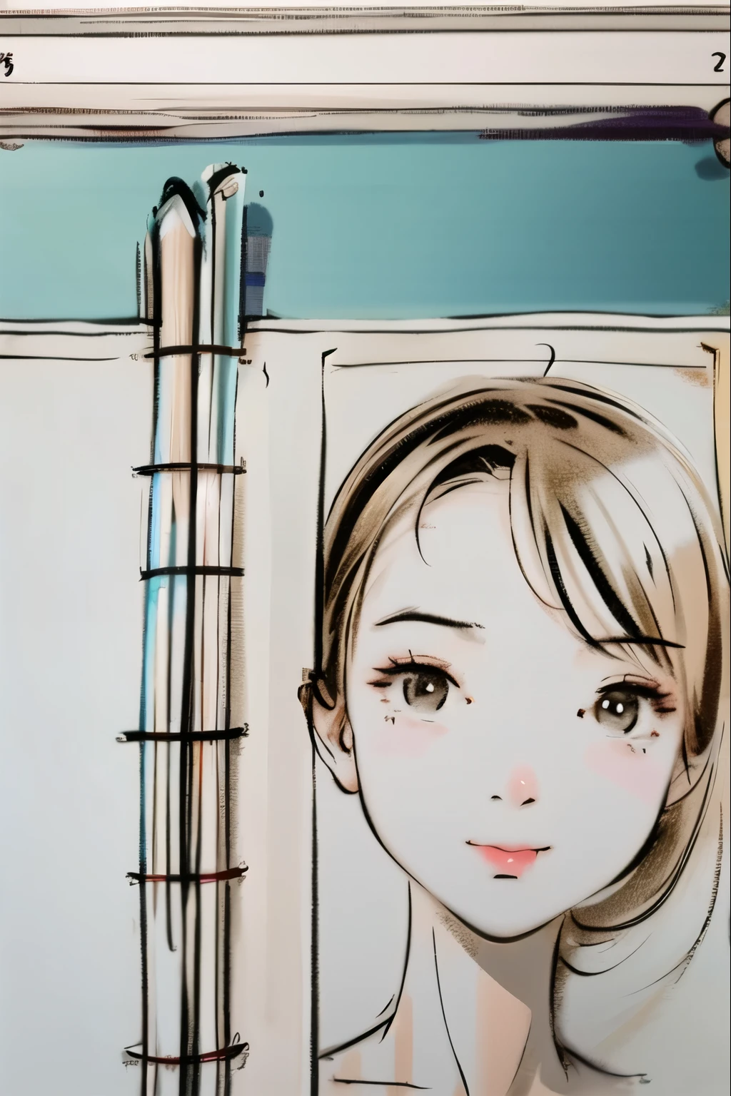 beautiful, alone, 最high quality, High resolution,masterpiece, high quality, One girl, sketch, drawing, pencil speed drawing works, ((user manual, sketch:1.5)),