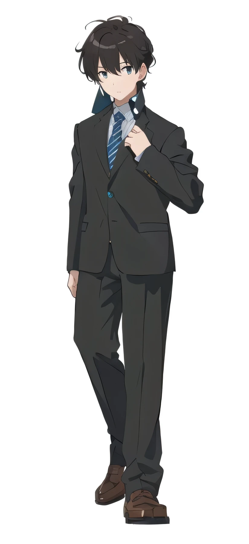 Cartoon of a man standing in a suit and tie, Full body portrait of a short!, !!Full body portrait!!, JK Uniform, anime Full body illustration, One character&#39;s whole body, Full body portrait, Full body illustration, Clear costume design, yandere. expensive, Anime VTuber Full Body Model, Drawing full body characters