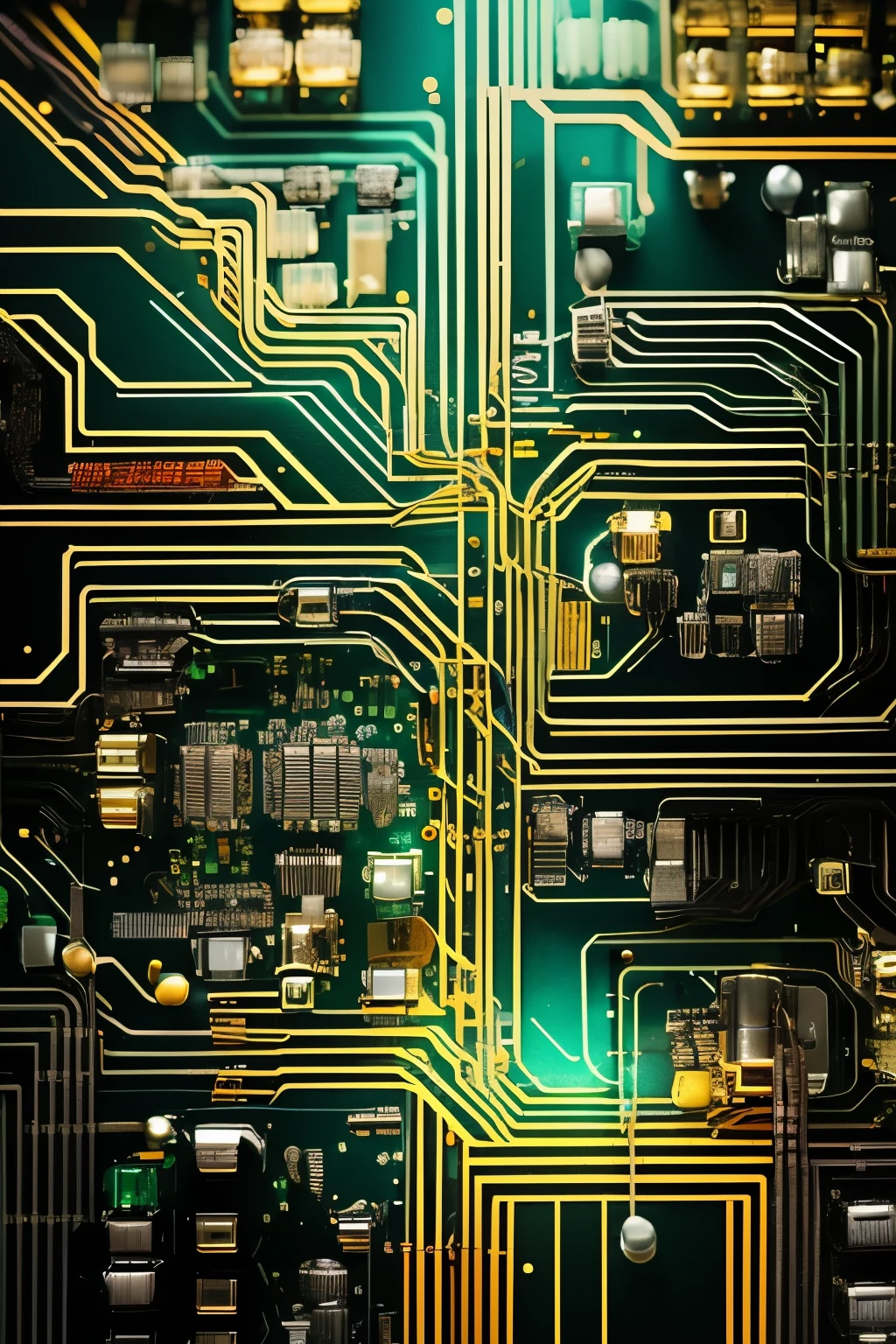 best quality, super fine, 16k, delicate and dynamic, X-rays of precision equipment, circuit boards, diagrams, complex and countless colorful cables, IC chips, resistors, capacitors, light-emitting diodes, timers, artwork