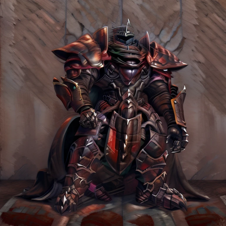 (masterpiece, best quality, detailed:1.2) (Pokémon) Incineroar, detailed full body, a knight's mechanical armor, glowing wide and heavy armor, wears full body armor. massive muscles, huge pecs, chiseled abs, huge pectorals, exaggeratedly huge muscles. wearing a cloak. unusually developed muscular body big muscle, pecs, triceps, traps, waist narrow, unusually developed muscular body, Dark knight, BlackKnight_fe, The claws are sharp, Sharp teeth, He wears a black cloak on his back.