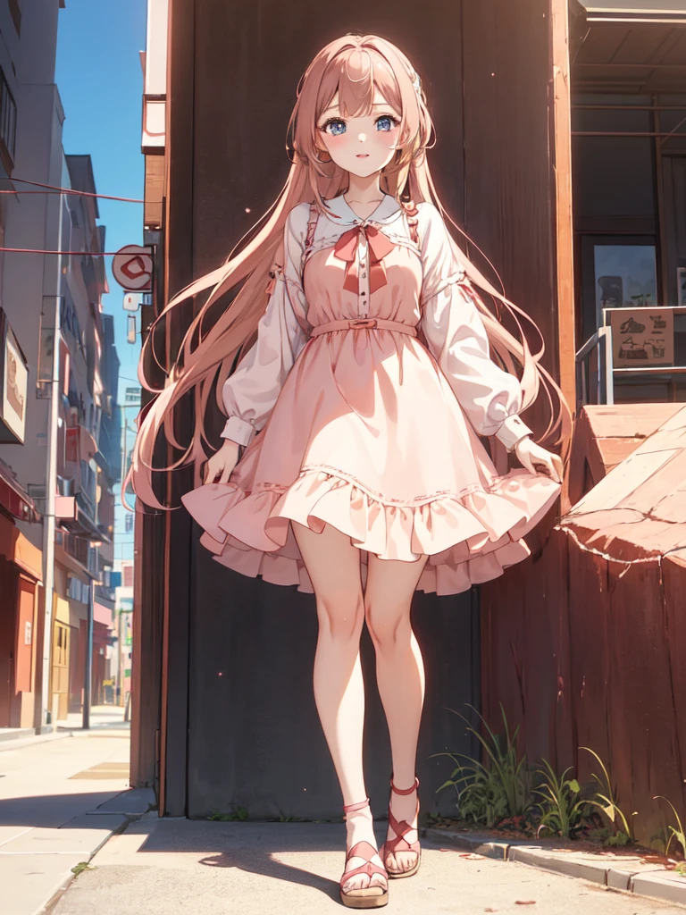 a girl, Red Brown (range: pearl pink to beige brown), blue eyes, wearing a dress, style of anime4 K, anime moe art style, nakano miku, Anime art wallpaper 4k, Anime art wallpaper 4 K, Anime art wallpaper 8 K, wallpaper anime Nature, Anime wallpaper 4K, Anime wallpaper 4 k