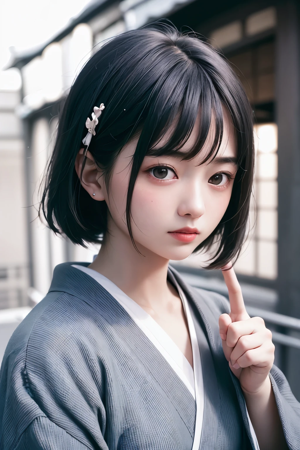 (1 nogizaka girl,raw photo,photo realistic:1.5),(best quality, high quality,HDR, highest quality,ultra high resolution,high resolution,high res,ultra high difinition,huge file size,8K,2K wallpaper,8K wallpaper,high quality texture,amazing,an extremely delicate:1.4),one girl, Japanese famous idol,beautiful face,small face,absurd,ridiculous,incredibly ridiculous,portrait,breasts close up,blurry background,(hanfu,cleavage,no makeup:1.2),medium skin,beautiful skin,detailed skin,small head,black hair,silky hair,(Japanese eyes,round eyes:1.5),detailed eyes,black eyes,Japanese idol eyes,perfectly propotioned face,Japanese nose,5-fingers,(Light Particles, Lens Flare, Luminous Particles: 0.7),looking at viewer,bright lighting,professional lighting,girl