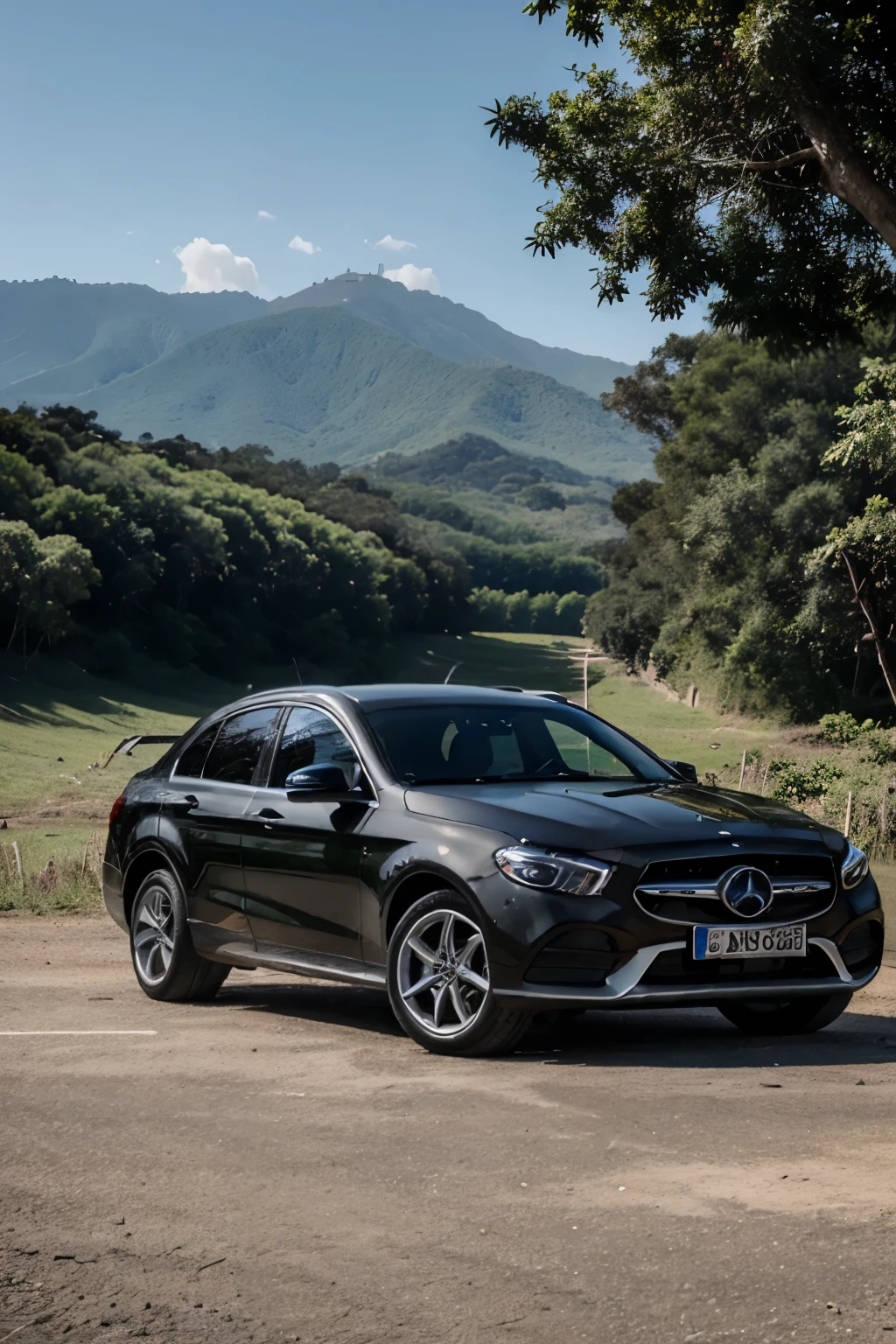 crie uma imagen fundindo um veiculo da ford e outro da mercedes
