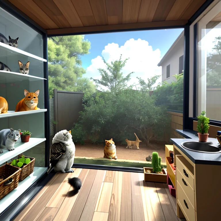 Make this pet shop more modern and realistic and don't forget to add the animals and their caregivers
