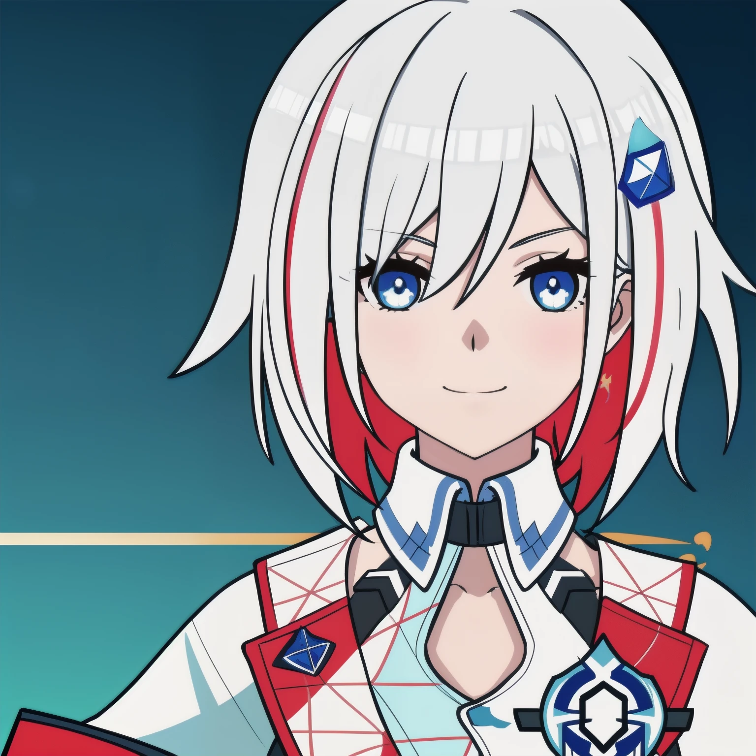 anime girl, light smile, white hair, blue eyes, topaz, honkai star rail, 1girl, masterpiece, (beautiful and aesthetic:1. 5), thick black lineart, clean lineart, perfect lineart, variable lineart, thick lineart, clean anime outlines, intense line art, bold lineart, sharp lineart, heavy lineart, line art, best quality, high quality, high details, super detail, anatomically correct, best quality, ultra-detailed, colourful, saturated colours, dynamic lighting, HD,