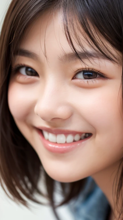 beautiful girl、Idol、Black Hair、Japanese、Short Hair、8K、High definition、super beautiful、Ultra-realistic、smile、Close-up of face、View from the front、15 years old、Close ~ eyes