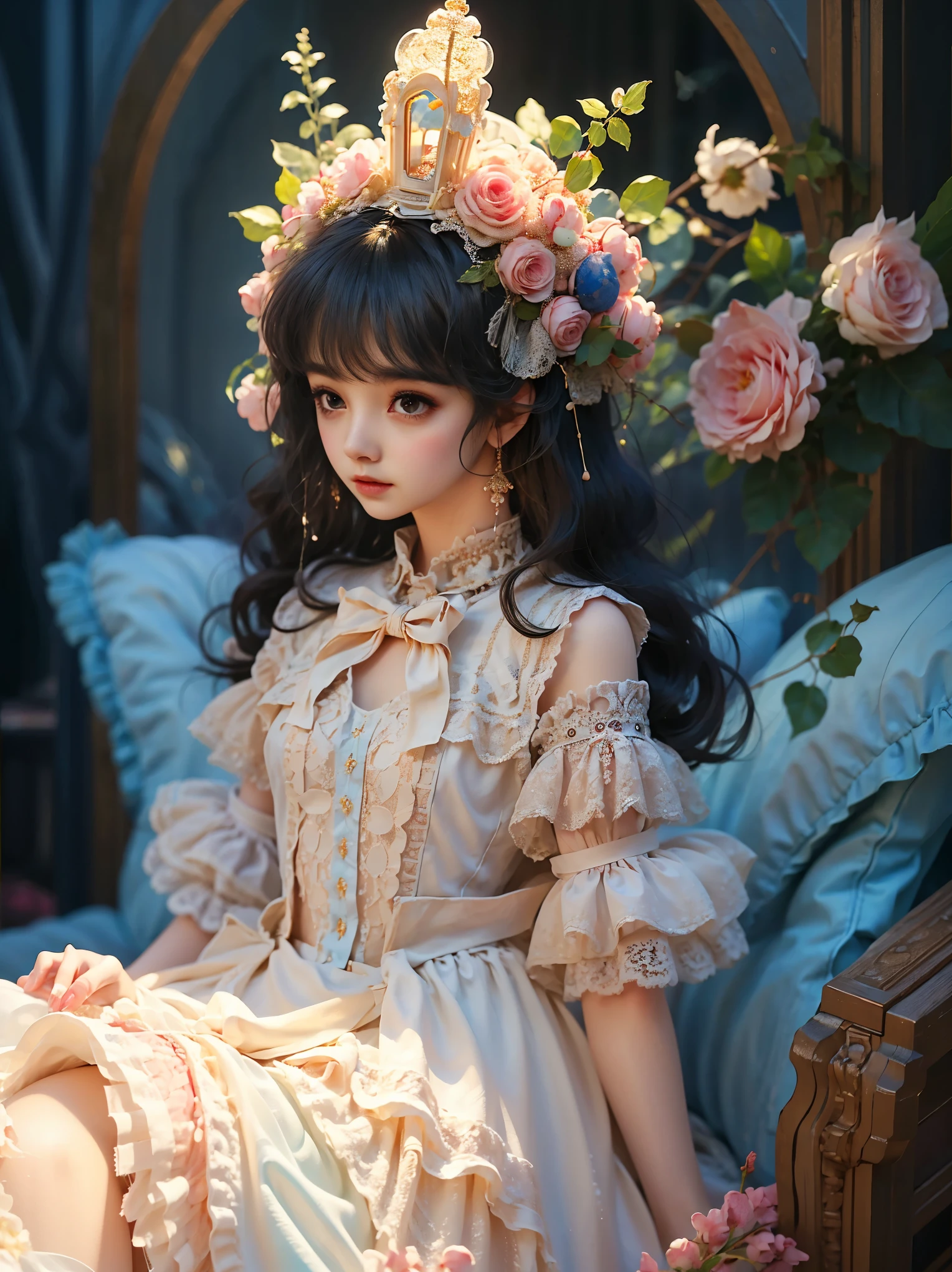 1girl, beauty, Wearing a rose-red ****ta magic dress，Beautiful eyes，Beautiful hair accessories，背景是beauty的魔法室，****ta style，Second Dimension，Masterpiece，High quality and high resolution，comics，Small fresh, Knee Shot(KS), UHD, retina, ccurate, anatomically correct, textured skin, super detail, award winning, best quality, 8k, 1lltnh1