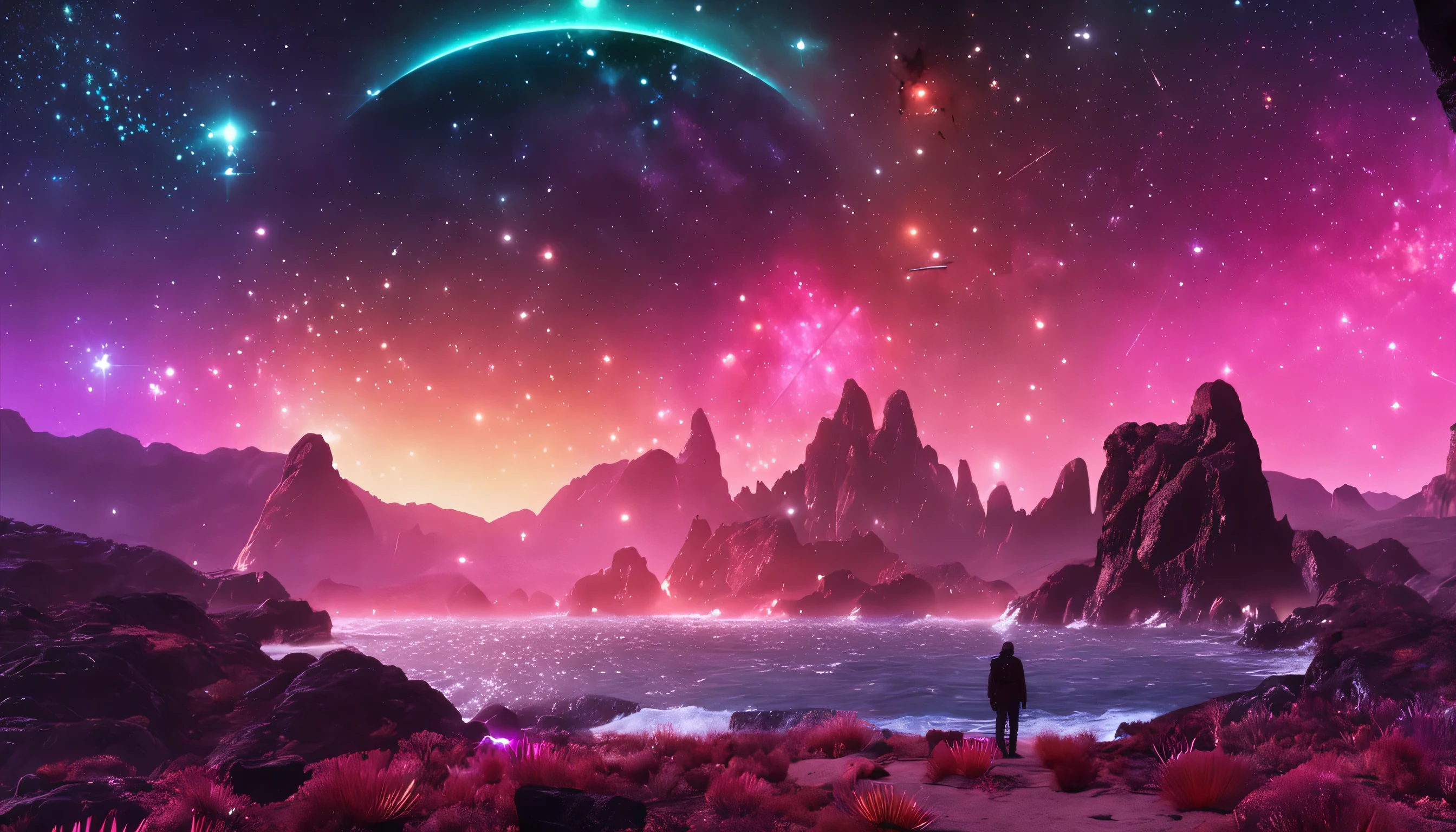 Sea of cosmic stars，Brillante hasta el extremo，8k,4k,obra maestra