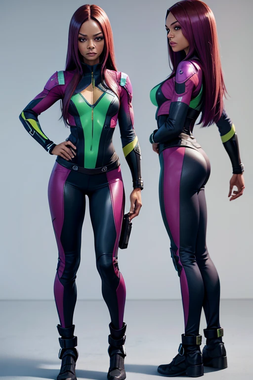 actress zoe saldana as character "Gamora", guardians of the galaxy, exact face, athletic body, highly detailed face, highly detailed body, accurate face, accurate body proportions,side view, full body photo, realistic photo, highly detailed face, extremely detailed,photorealistic,
