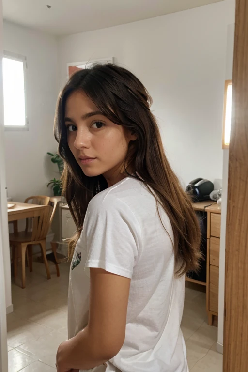 chica de 1.60, color blanca, cabello rubio, en ropa interior en habitacion