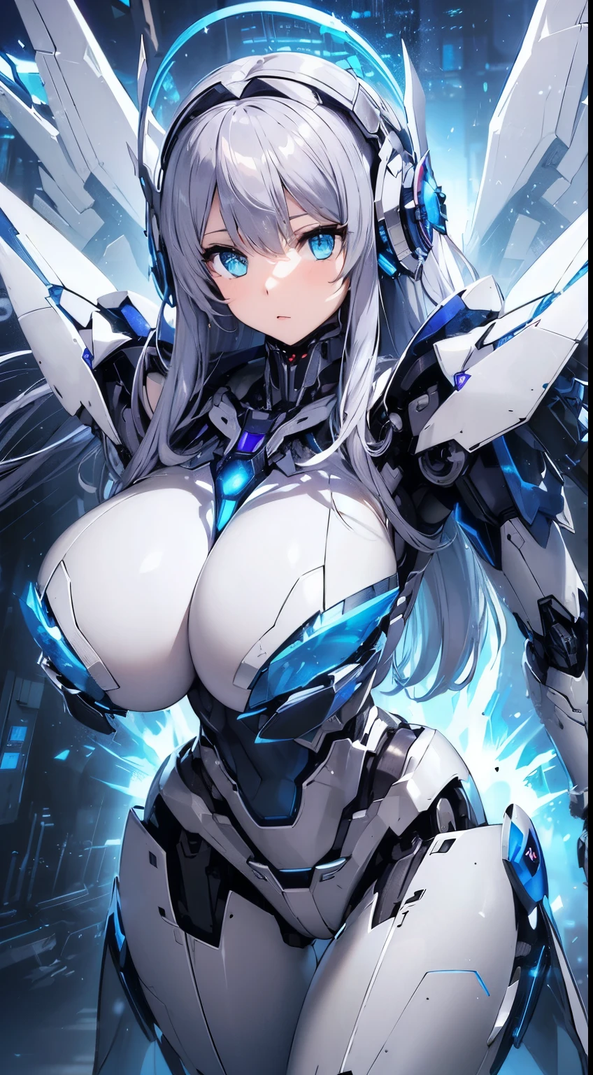 Blue shining mechanical eyes