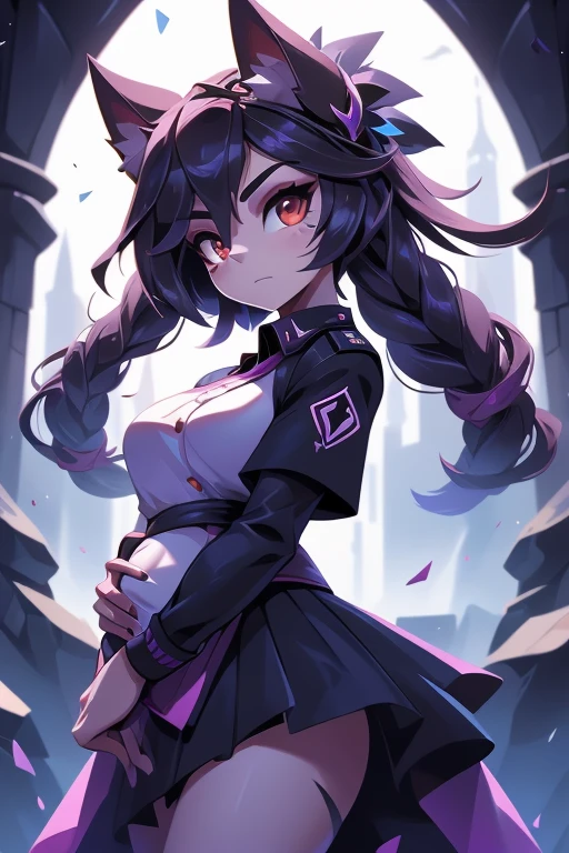 A cena se desenrola com uma garota de , enveloped in a gothic aura, subindo majestosamente diante do espectador. ((Seu cabelo escuro, Corte em estilo Bob)), frames your pale face, while his dark brown eyes glow with an enigmatic intensity. She is dressed in a ((uniforme de empregada):1.3), uma escolha que amplifica sua figura esbelta e sombria, highlighting its unique presence. Their posture is firm, conveying an unwavering determination, as if defying fate itself. ((completo_corpo):1.5) Soft light highlights the details of your appearance, revelando cada sombra e contorno. Every line of her uniform is clear, cada dobra capturada com detalhes ultra-realistas. She is positioned in full corpo, anime style that adds a layer of artistic expression to your image. Every feature of your face is precisely outlined, conveying subtle and complex emotions that invite the viewer to delve deeper into your story. Advanced Unreal Engine 5 technology brings the scene to life, providing an incomparable feeling of immersion. Each texture is rich in detail, cada sombra e reflexo contribuindo para a atmosfera envolvente. The visual quality is unparalleled, with 16K resolution that elevates the experience to new levels of realism. Each pixel is charged with intensity, capturing the essence of young goth in all her dark glory. Her dynamic, confident pose conveys a sense of power and mystery, enquanto ela olha para o espectador com um olhar penetrante. Your hands are perfectly rendered, his fingers delicately sculpted in a representation of impeccable technical skill. She is a digital masterpiece, a fusion of beauty and darkness that captivates and fascinates. In this masterful representation, the 16-year-old goth girl stands out as a symbol of individuality and authenticity. Her presence fills the screen with captivating energy, inviting the viewer to lose themselves in its world of mystery and intrigue.