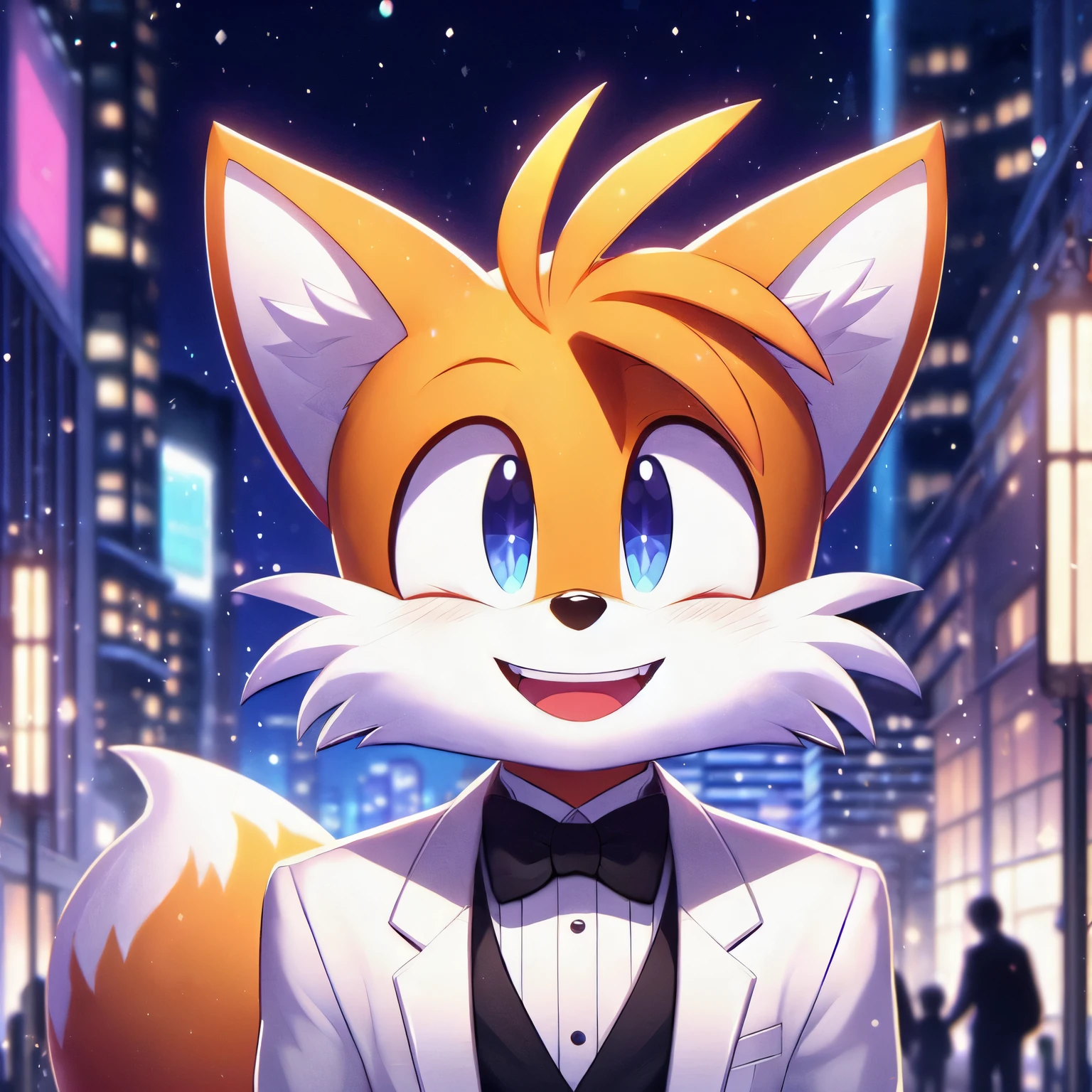 tails the fox happy, anime style, 8k