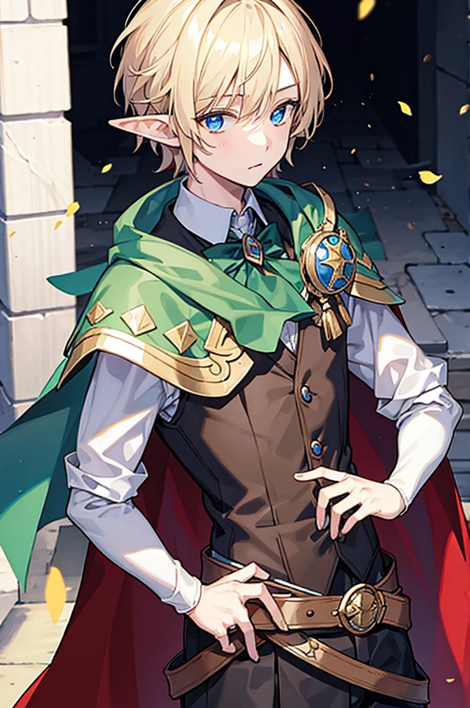 1boy, elf, noble, vest, cape
