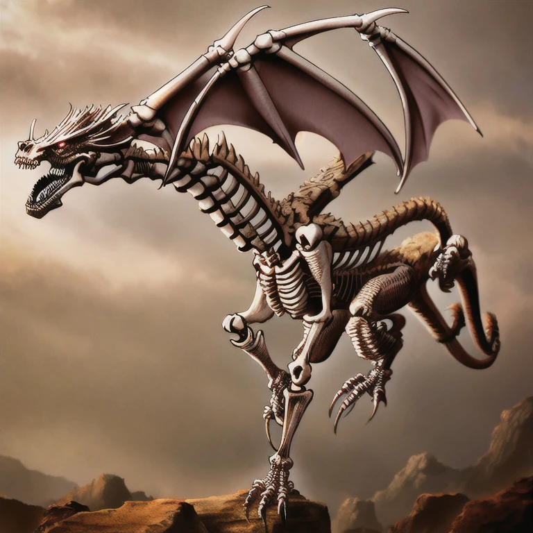 Skeleton Dragon RAW Photo, highest quality, High resolution, Realistic