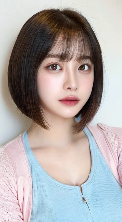 ((highest quality、8k、masterpiece:1.3))、detailed 女性:1.3、(Medium Short Hair、Huge boobs:1.3)、cardigan:1.1、超detailed、detailed、eyelid