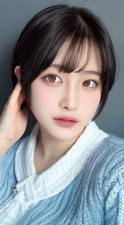 ((highest quality、8k、masterpiece:1.3))、detailed 女性:1.3、(Medium Short Hair、Huge boobs:1.3)、cardigan:1.1、超detailed、detailed、eyelid