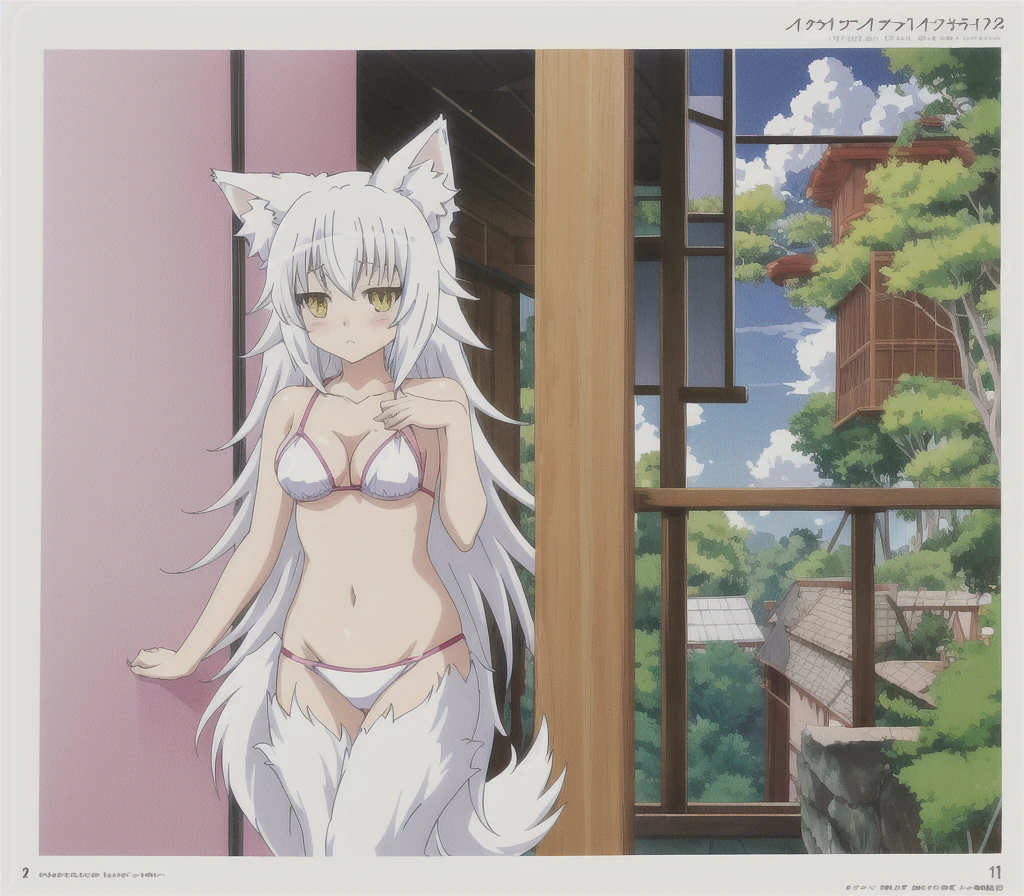 anime girl with cat ears and tail in a white bikini, neferpitou, holo is a wolf girl, anime catgirl, white cat girl, cute anime catgirl, seductive anime girl, beautiful anime catgirl, white - haired fox, holo if a wolf girl, wolf ears, attractive cat girl, nyaruko-san, anime moe artstyle