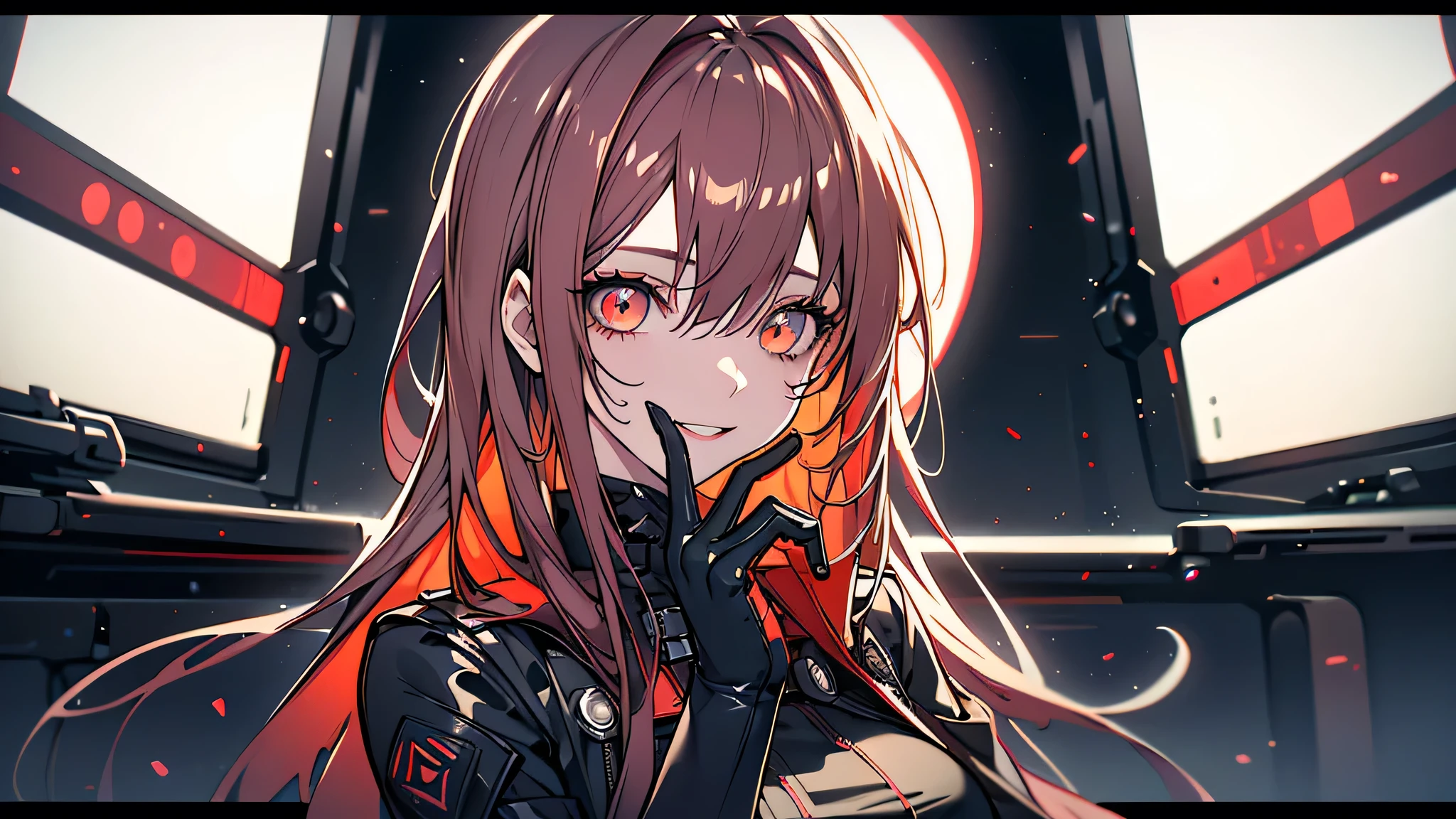 ((Best quality)), ((masterpiece)), (detailed:1.4), 3D, an image of a beautiful cyberpunk female, Yandere , Yandere Face , Trance , Trance Eyes , yameroyandere , constricted pupils , yandere ,
empty eyes . shaded face , crazy eyes , glowing eyes , crazy smile , dark, long burning red hair, burning hair, light brown eyes, red Barret, Black Soldier Shirt, Black under cloth, black panty, Grenade belt, Big chest, Big thigh, High thigh black knee sock, full view of girl, battlefield background, black combat boot, red necktie, black glove, black combat suit, black jacket, black cloak, black panty, ammo belt, HDR (High Dynamic Range),Ray Tracing,NVIDIA RTX,Super-Resolution,Unreal 5,Subsurface scattering,PBR Texturing,Post-processing,Anisotropic Filtering,Depth-of-field,Maximum clarity and sharpness,Multi-layered textures,Albedo and Specular maps,Surface shading,Accurate simulation of light-material interaction,Perfect proportions,Octane Render,Two-tone lighting,Wide aperture,Low ISO,White balance,Rule of thirds,8K RAW,