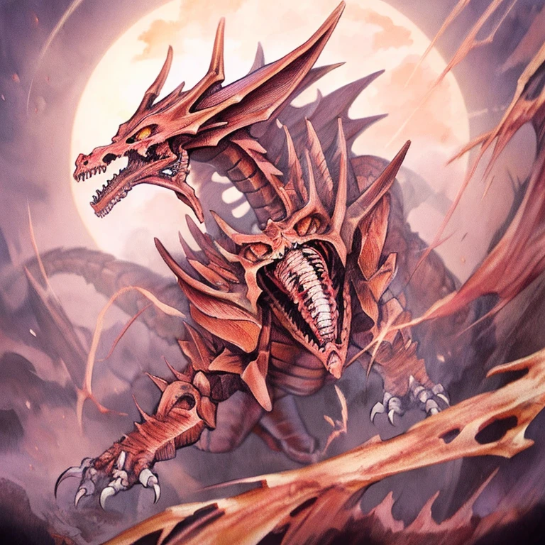Skeleton Dragon RAW Photo, highest quality, High resolution, Realistic Yu-Gi-Oh style illustration