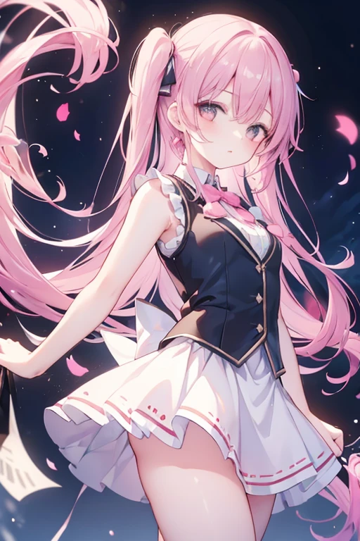 1girl, (masterpiece, best quality:1.2), 1girl, solo,standing_split,
Yuuki Mikan, long hair,black sleeveless short vest,pink skirt,black