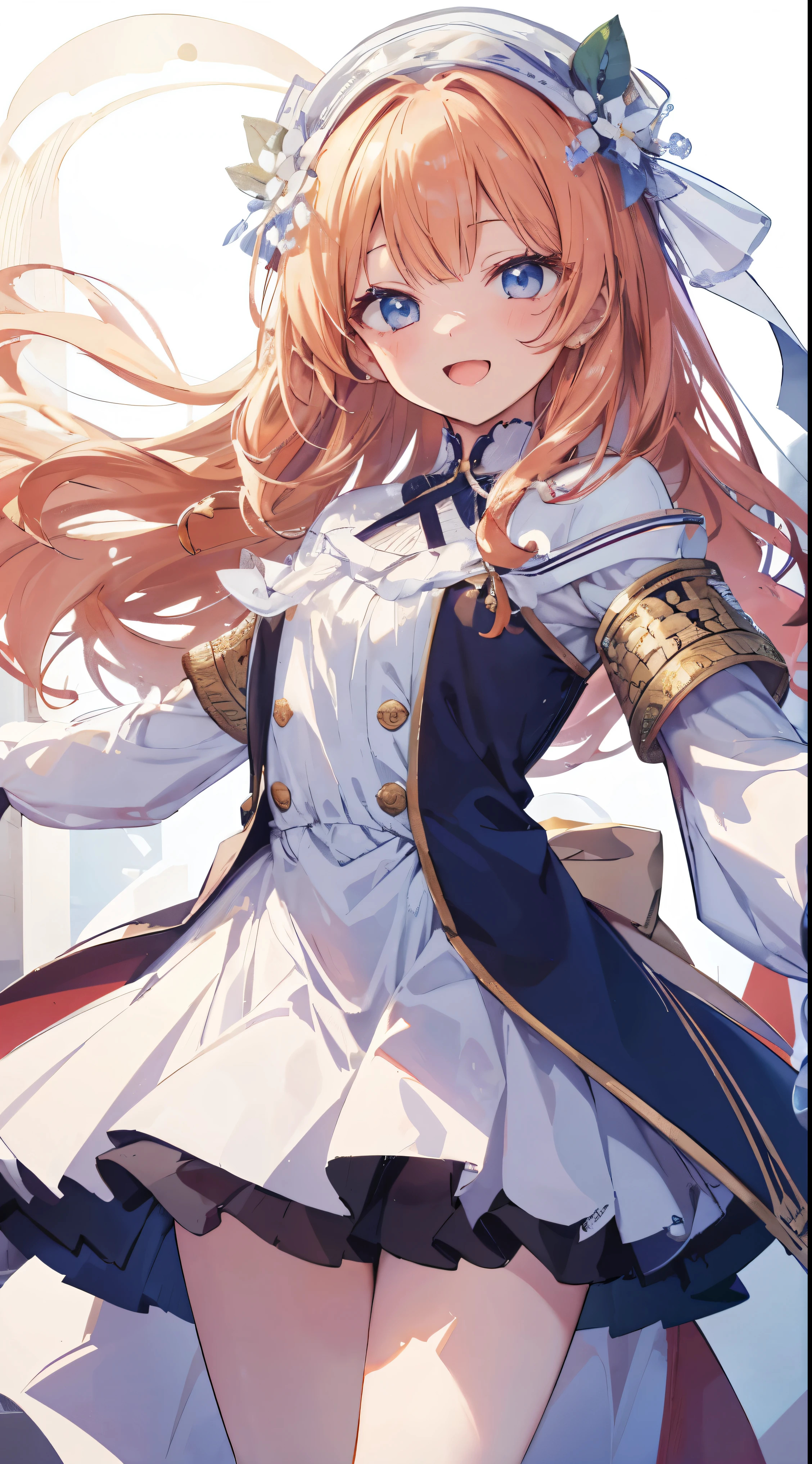 Masterpiece、Highest quality、highest quality、(Open Mouth Smile)、Shiny hair quality、Small face、Dynamic pose、Super detailed, beautiful, wide eyes、Ultra-detailed, clear and beautiful faces、(cute illustration:1.2), High-resolution, ultra-detailed, best quality, embarrassed、Thighs